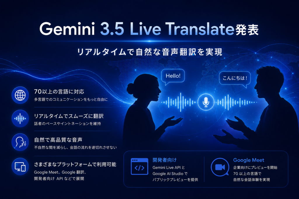 Google、Gemini 3.5 Live Translateを発表。