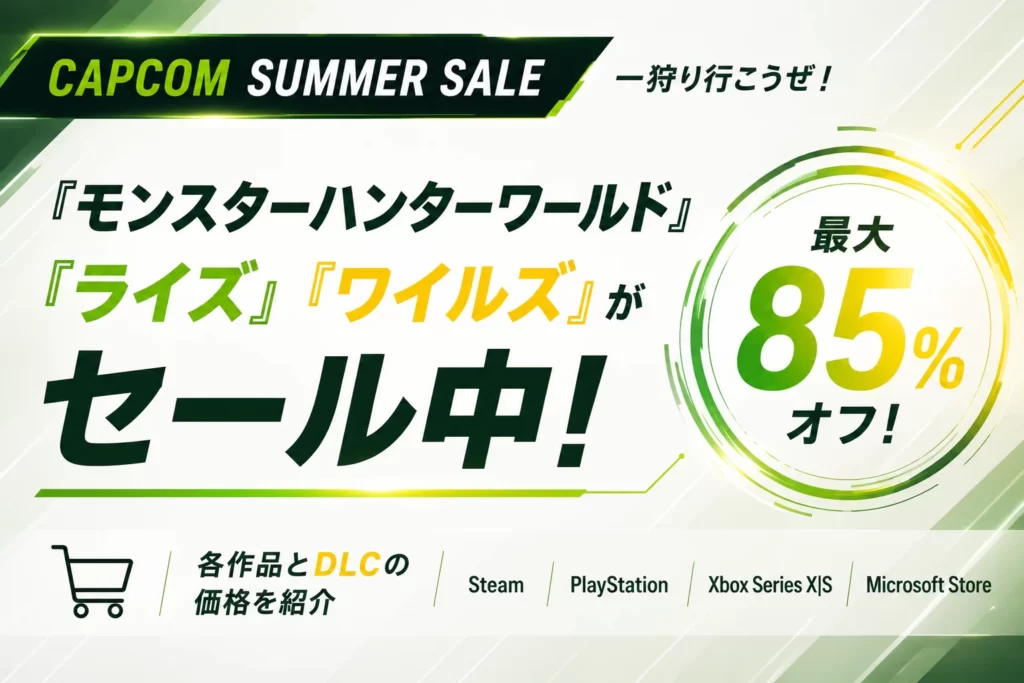 『モンハンワールド』『ライズ』『ワイルズ』がセール中。各作品の価格を紹介！