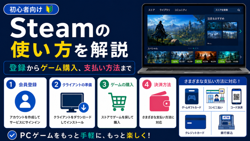 【初心者向け】「Steam」の使い方を解説。登録からゲーム購入、支払い方法まで