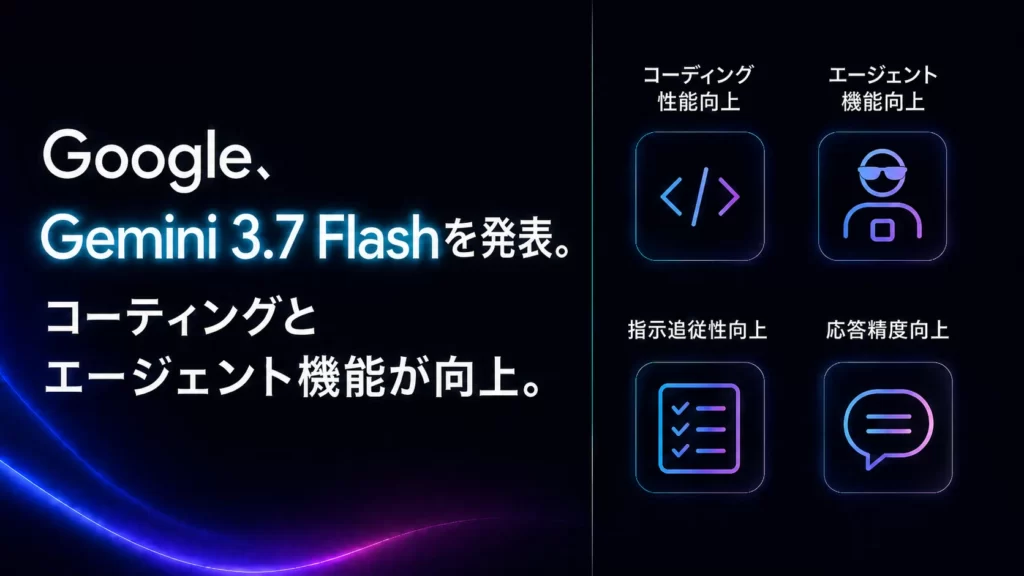 Google、Gemini 3.7 Flashを発表。コーティングとエージェント機能が向上。