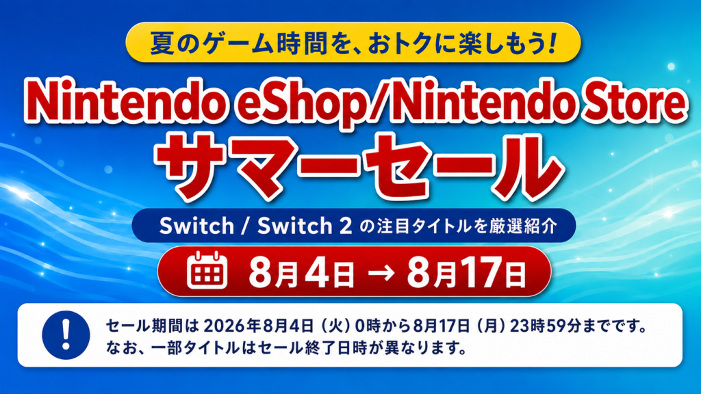 【8/17まで】ニンテンドーeショップ サマーセールの対象タイトルをご紹介！