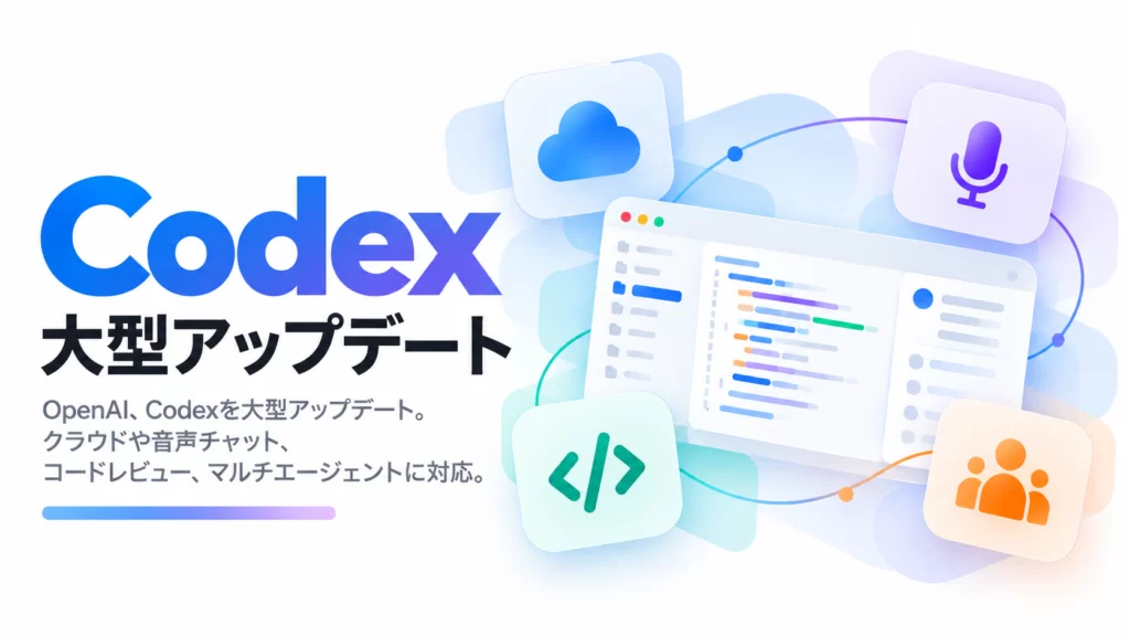 OpenAI、Codexを大型アップデート。クラウドや音声チャット、コードレビュー、マルチエージェントに対応