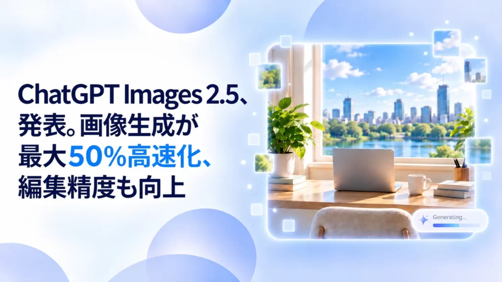 ChatGPT Images 2.5、発表。画像生成の待ち時間を最大50％短縮、編集精度も向上