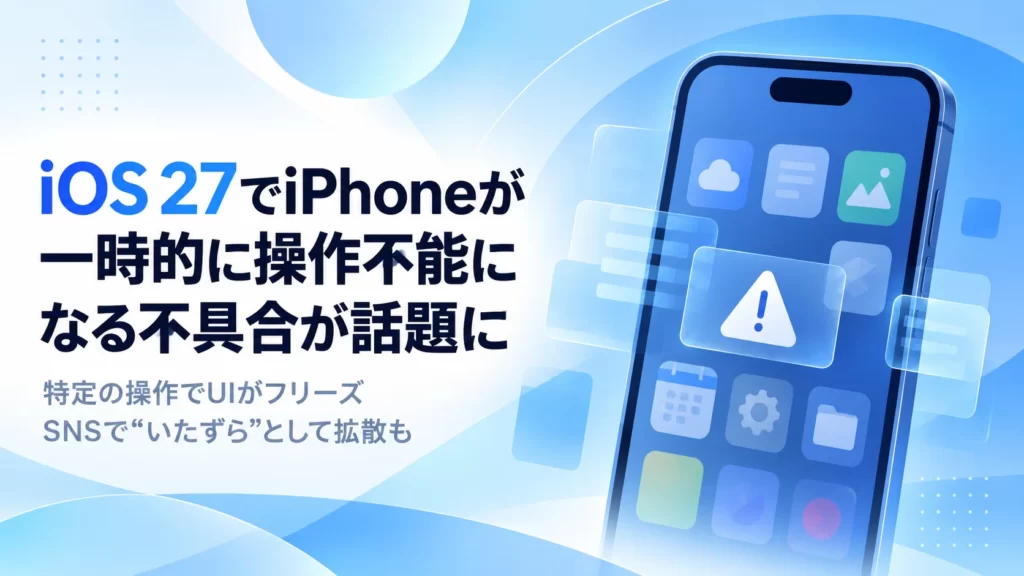 iOS27に特定の動作を行うことでiPhoneがフリーズするバグが発生中。
