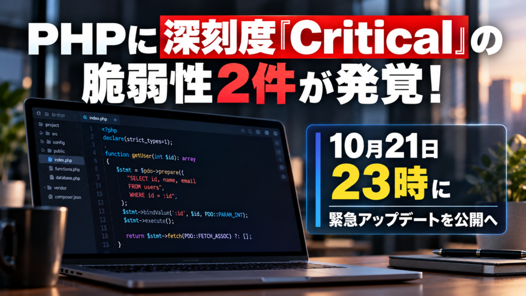 PHPに深刻度「Critical」の脆弱性2件が発覚！10月21日23時に緊急アップデートを公開へ